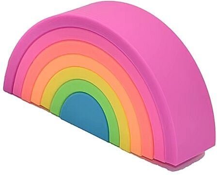 PETIKIDS Montessori-Lernspielzeug: Stapelbarer Regenbogen in Neonfarben – Lernspielzeug