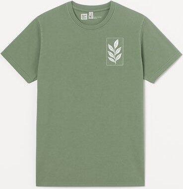 ilovemixtapes Unisex T-Shirt „Der Zweig“ – Bio-Baumwolle, Stone Washed Sage Green, Denim Blue & Black, Fair Wear