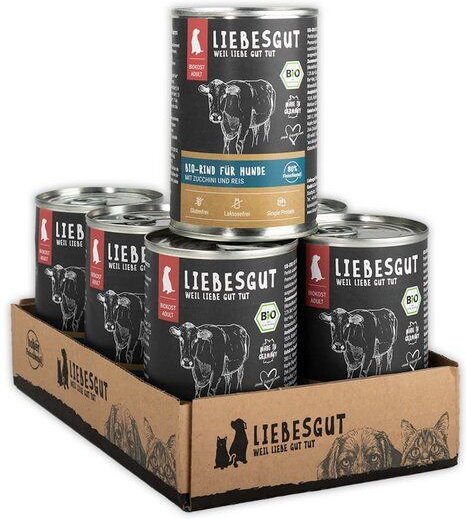Liebesgut Tiernahrung Bio-Rind mit Bio-Zucchini und Bio-Reisflocken