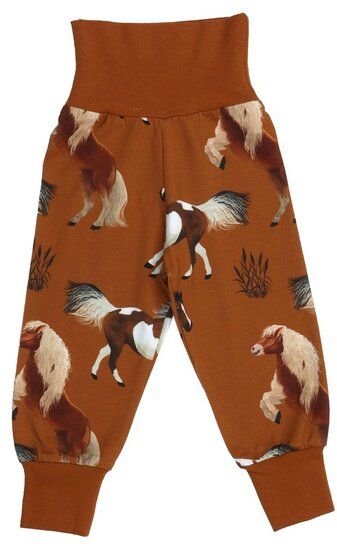 Krabbelhose Braun „Joyful Horses“ aus GOTS-zertifizierter Bio-Baumwolle – Walkiddy