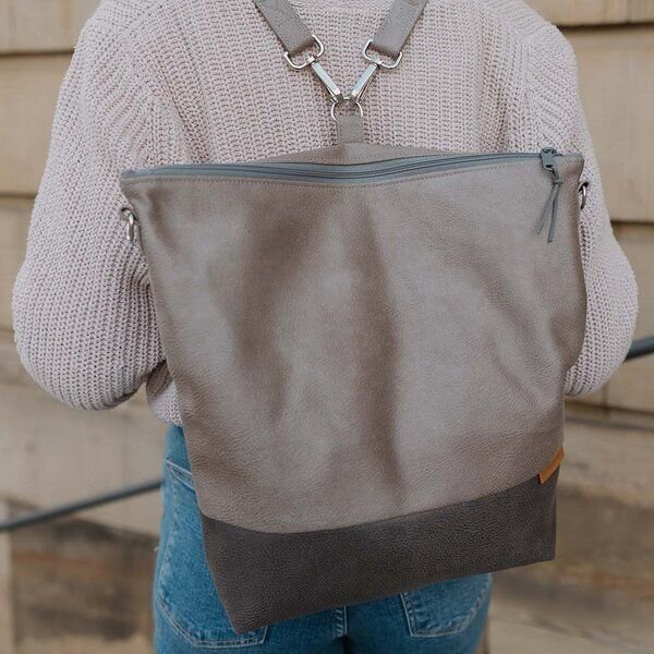 BOWLEANIES TASCHEN 2-in-1 Rucksacktasche aus Lederfaserstoff