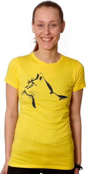 HANDGEDRUCKT "Stubentiger" Frauen-T-SHIRT von Earth Positiv Biobaumwolle
