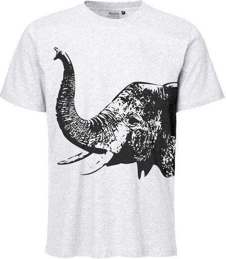 HANDGEDRUCKT "Elefant" Unisex T-Shirt auf reiner Baumwolle (kbA)