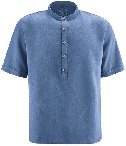 Hempage Herren Stehkragen-Schlupfhemd Hanf/Bio-Baumwolle