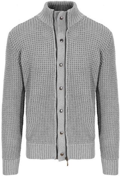 Will's Vegan Shop Waffel-Cardigan grau stricken Herren