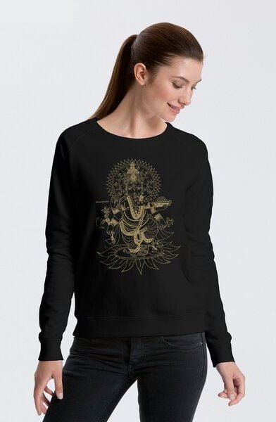 Peaces.bio - handbedruckte Biomode Bio Damen-Sweatshirt Ganesha