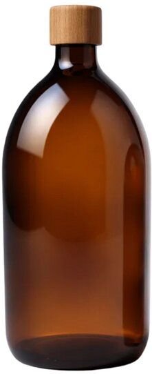 mikken Apothekerflasche 250 | 500 ml | 1000 ml mit Holzdeckel leere Braunglasflasche mit Schraubdeckel