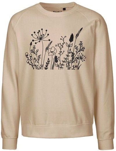 HANDGEDRUCKT "Wilde Wiese" Unisex Sweatshirt aus reiner Biobaumwolle (kbA)