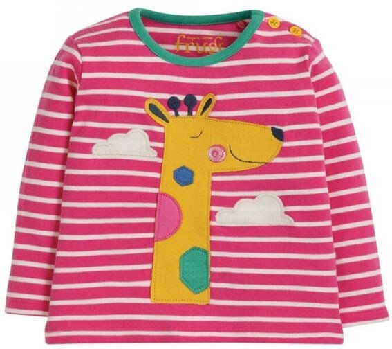 Frugi Langarm-Shirt Giraffe Button Applique Top