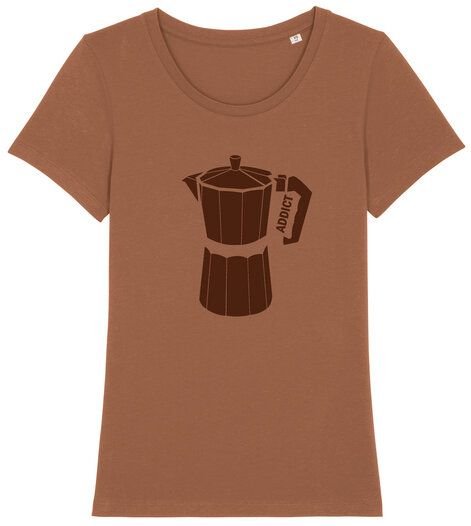 Spangeltangel Damen-Shirt "Kaffee Addict" bedruckt, Siebdruck, Bio-Baumwolle, Frauen