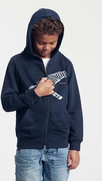 Peaces.bio - handbedruckte Biomode Bio-Kinder-Zip-Hoodie "Sperber"