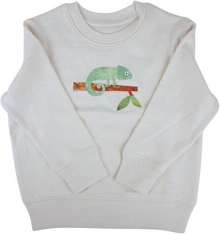 Meladi Kinder Sweater aus Biobaumwolle - Chamäleon auf Natural White