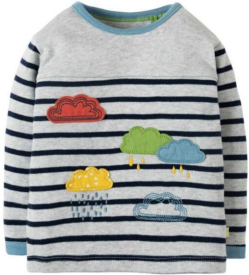 Frugi Langarm-Shirt Regenwolken in grau gestreift