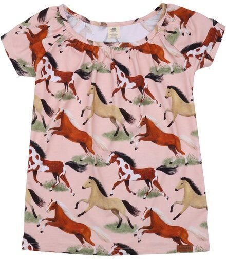 Walkiddy Bio-Baumwolltunika 'The Horses' in Rosa - Nachhaltige und Hautverträgliche Mode – GOTS zertifiziert