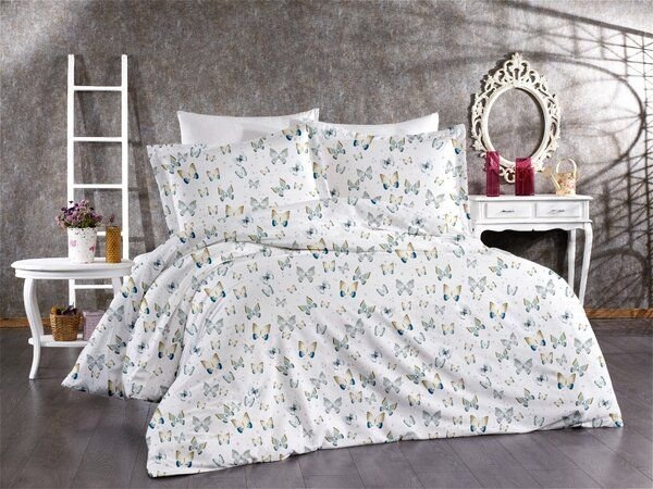 Bruno Barella Bettwäscheset aus bio Baumwolle grün, blau, gelb, anthrazit, pink, Blumen