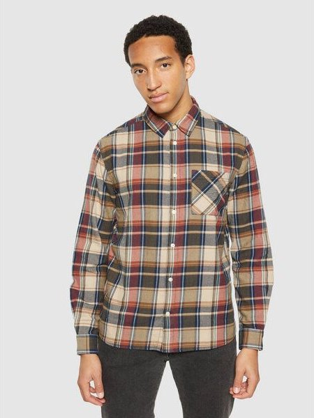 KnowledgeCotton Apparel Kariertes Hemd CHECKERED SHIRT Flanell aus Bio-Baumwolle