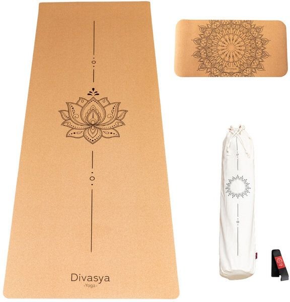 Divasya Yoga-Support-Set: Kork-Yogamatte & Yoga-Pad