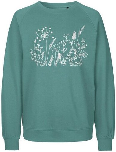HANDGEDRUCKT "Wilde Wiese" Unisex Sweatshirt aus reiner Biobaumwolle (kbA)
