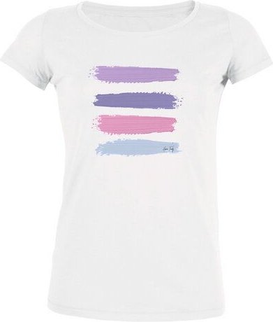 Thumbnail - Human Family Damen Bio T-Shirt "Desires - Stripes" in weiss und schwarz