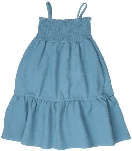 Mädchen Trägerkleid GOTS zertifiziert – Blau, weich & bequem, sommerlich | von Walkiddy