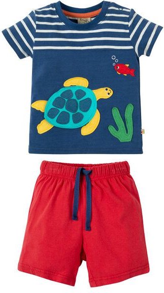 Frugi Sommerkombi: T-shirt und kurze Hose mit Schildkröte