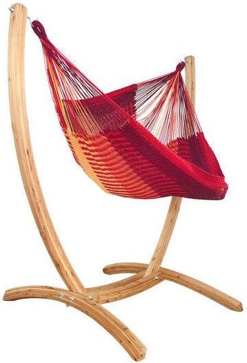 MacaMex Hängesessel SET – Uve Holzständer mit Vela Netzhängesessel