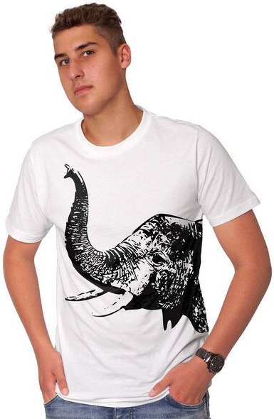 HANDGEDRUCKT "Elefant" Herren T-Shirt