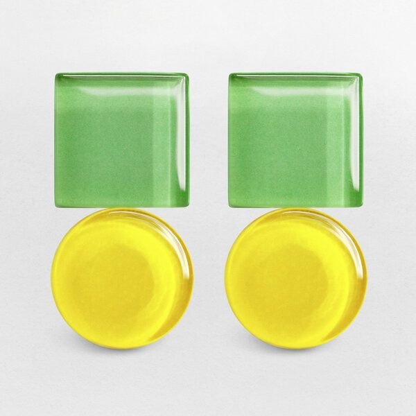 ALEXASCHA Geometrische Statement Ohrringe aus Glas | Bauhaus Design | 16 Farbkombinationen