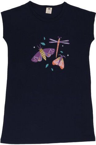 Kleinkinder Nachthemd GOTS zertifiziert, dunkelblau, Schmetterling-Print, Bio-Baumwolle, weich – Walkiddy