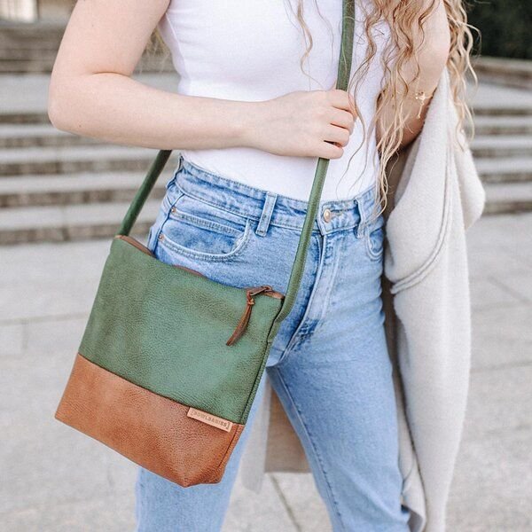 BOWLEANIES TASCHEN Umhängetasche aus Lederfaserstoff