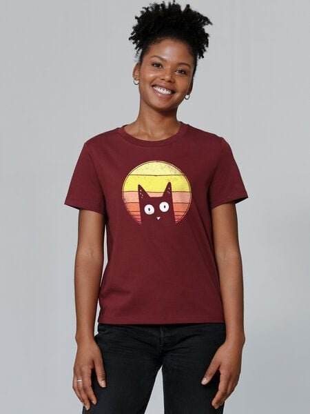watapparel T-Shirt Frauen Sunset Cat