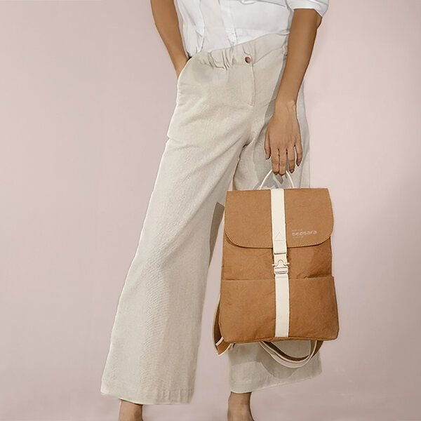 Damen Rucksack aus recyceltem Kraftpapier und Canvas | seasara