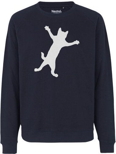 HANDGEDRUCKT "Klammerkatze" Unisex Sweatshirt aus reiner Biobaumwolle (kbA)
