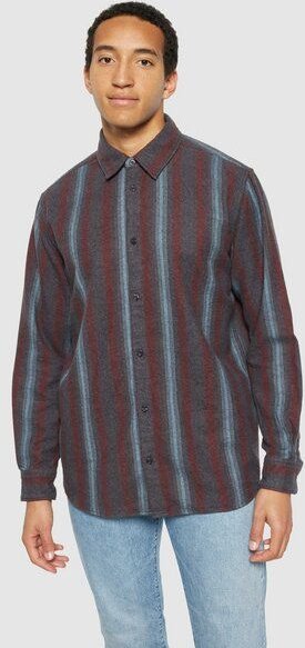 KnowledgeCotton Apparel Gestreiftes Herren Flanellhemd Loose Fit aus Bio-Baumwolle