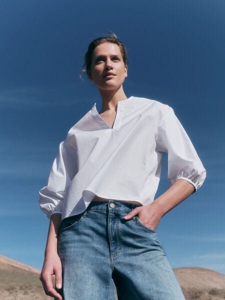 LANIUS Bluse mit Kräuseln (GOTS) aus Bio-Baumwolle