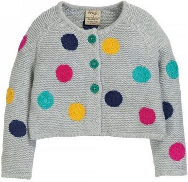 Frugi Strickjacke Polka-Dots in grau-bunt
