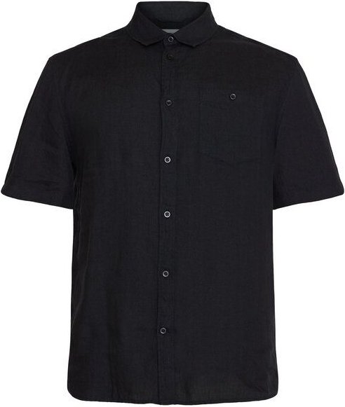 KnowledgeCotton Apparel Kurzarm-Hemd Custom Fit Leinen