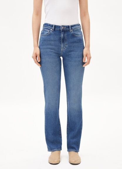 Thumbnail - ARMEDANGELS CARENAA Damen Jeans Straight Leg Mid Waist Bio-Baumwoll Mix Comfort-Stretch