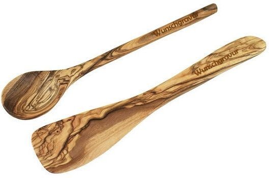 Olivenholz erleben Küchen 2er Set Kochlöffel & Pfannenwender aus Olivenholz
