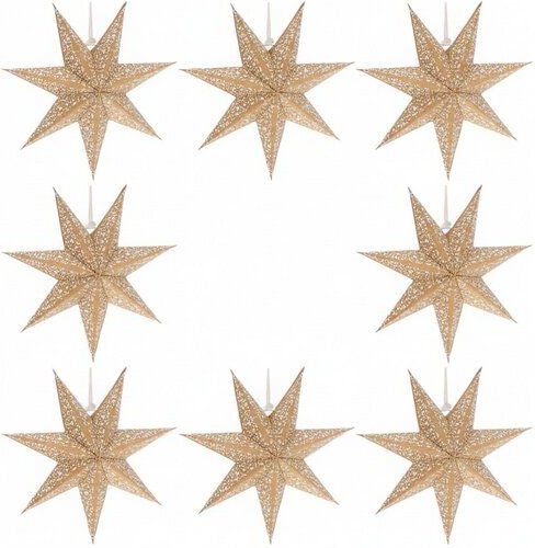 MoreThanHip Stimmungsvolle, nachhaltige Papier‑Weihnachtsstern aus FSC‑Papier - inkl. Beleuchtungsset - Luma goldenbraun