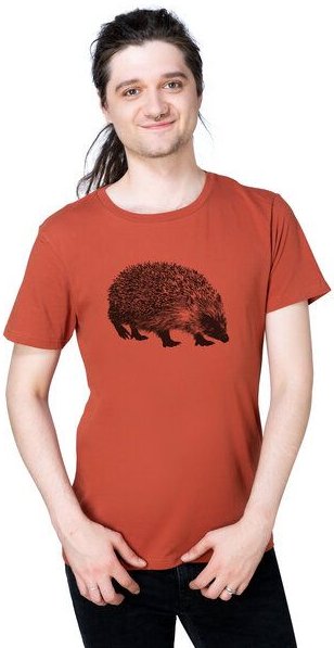 Hirschkind Bio- & Fair-Trade-Männershirt "Igel" rostrot
