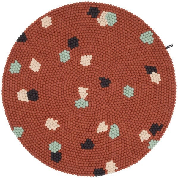 myfelt Terra Filzkugelteppich rund, 100% Schurwolle