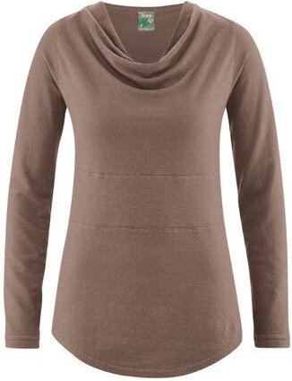 HempAge Damen Langarmshirt mit Wasserfallkragen Hanf/Biobaumwolle