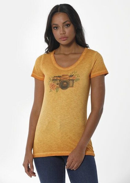 ORGANICATION Cold Pigment Dyed T-Shirt aus Bio-Baumwolle mit Kamera-Print