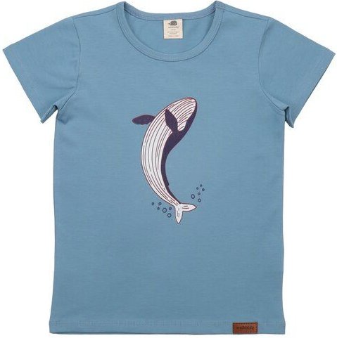Kinder T-Shirt GOTS zertifiziert, hellblau, Wal- & Schildkröten-Motiv, Bio-Baumwolle, weich – Walkiddy