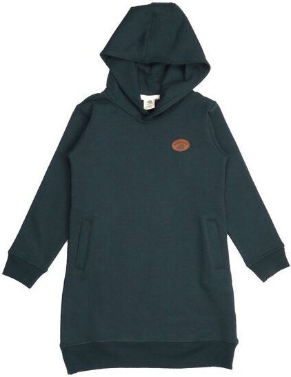 Kapuzenkleid aus GOTS-zertifizierter Bio-Baumwolle in Dunkelgrün – Walkiddy