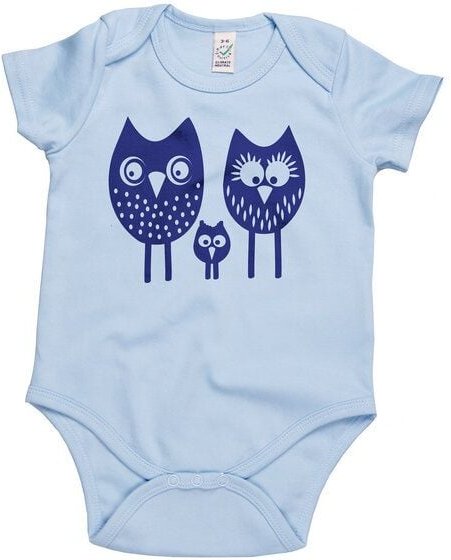 HANDGEDRUCKT "drei Eulen" Baby Body