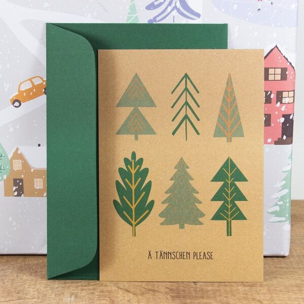 Bow & Hummingbird Postkarte „Ä Tännschen Please“, wahlweise mit Briefumschlag