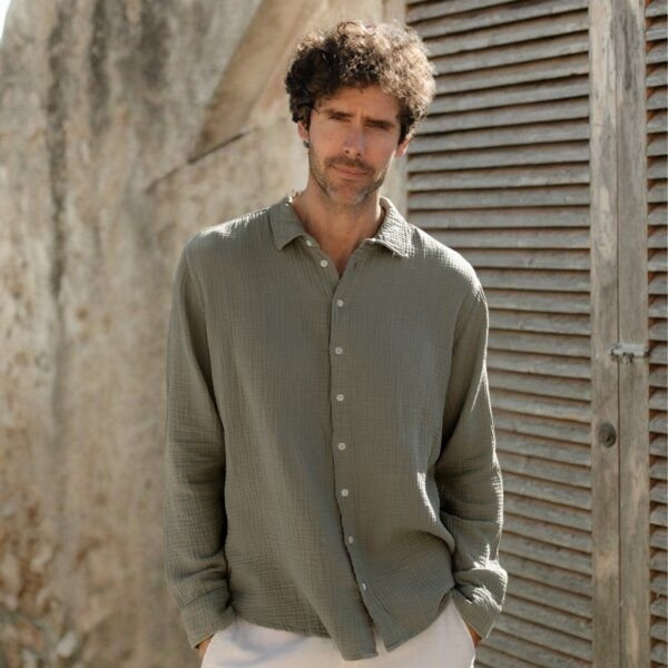 NORDLICHT Herren Musselin Hemd Lias aus 100% Bio-Baumwolle