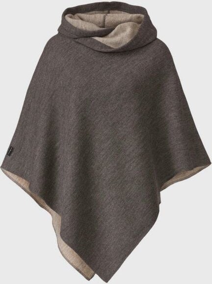 Mufflon Poncho mit Kapuze für Frauen (zweifarbig) - S15 granit mit S12 stone